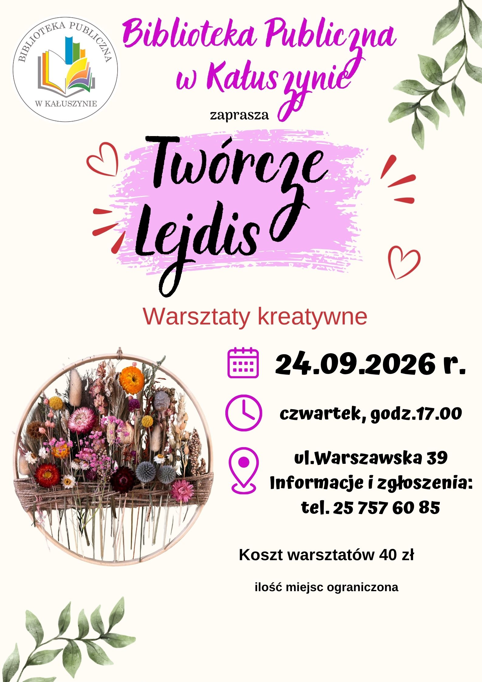 Informacja o warsztatach Twórcze Lejdis